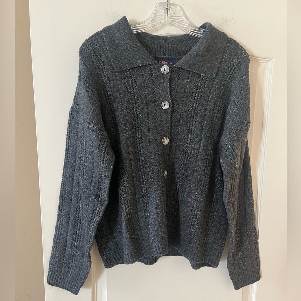 Joseph A. Medium Gray Button-Up Cardigan Women’s Size Large - Picture 12 of 16